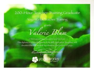 2014 Certificate YogaWorks RYT 200